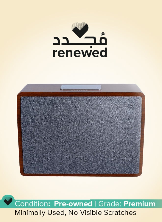 Philips Renewed - Bluetooth Speaker TAS2228/94, 20W RMS, Retro Wooden Design with 6 Hrs Playtime Brown - Image 1
