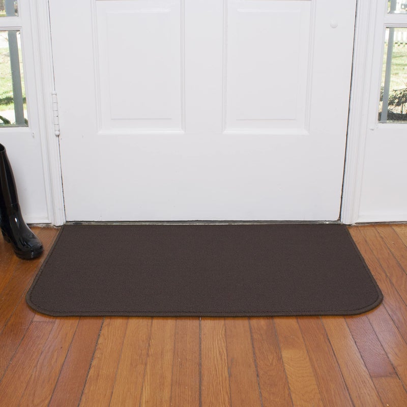 Ritz Solid Accent Rug: 18" x 30" Stain Resistant Kitchen or Living Room Floor Mat, Latex Backing, Machine Washable, Chocolate Brown - Image 2