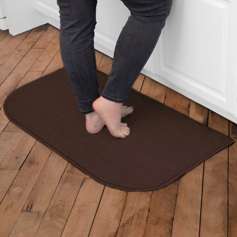 Ritz Solid Accent Rug: 18" x 30" Stain Resistant Kitchen or Living Room Floor Mat, Latex Backing, Machine Washable, Chocolate Brown - Image 1