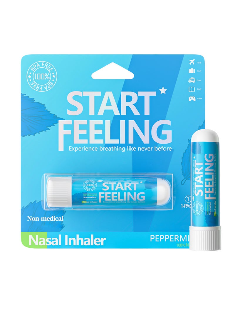 START FEELING 1pc On-the-Go Portable Aromatherapy Nasal Inhaler Personal Diffuser Sniffer Stick With Essential Oils Refreshing Menthol for Stress Anxiety Relief Soothes Comforts Boosts Focus  - Image 2