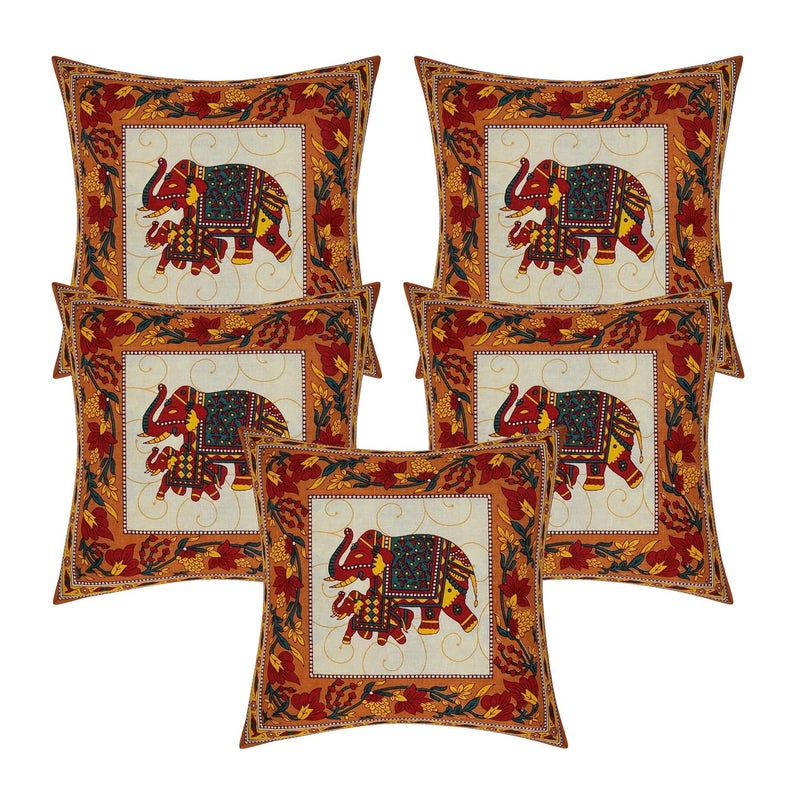 AMLEXTTRIZ AMLEXTTRIZ Special Animal Printed Pure Soft Cotton Diwan Cover Set 8 Pcs Set 5 Cushion Cover2 Bolster Cover1 Bedsheet Yellow  - Image 5