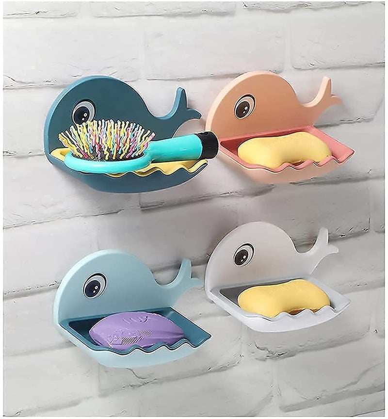 HOMEZZA Fish-Shaped Wall-Mounted Soap Dish Holder | Cute Plastic Bathroom Organizer for Kids & Adults | Drainable, Durable, and Space-Saving for Kitchen & Bathroom Decor (Pack of 2) - Image 5