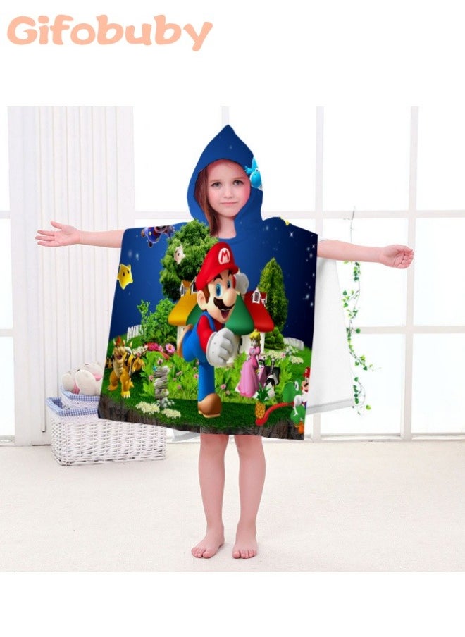 Gifobuby Mario Unisex Drawstring Bag and Kids Bathrobe Two Piece Set Theme Party Favors Birthday Party Decoration Kids Bath Wearable Towel Hooded Cape Bath Towel  - Image 2