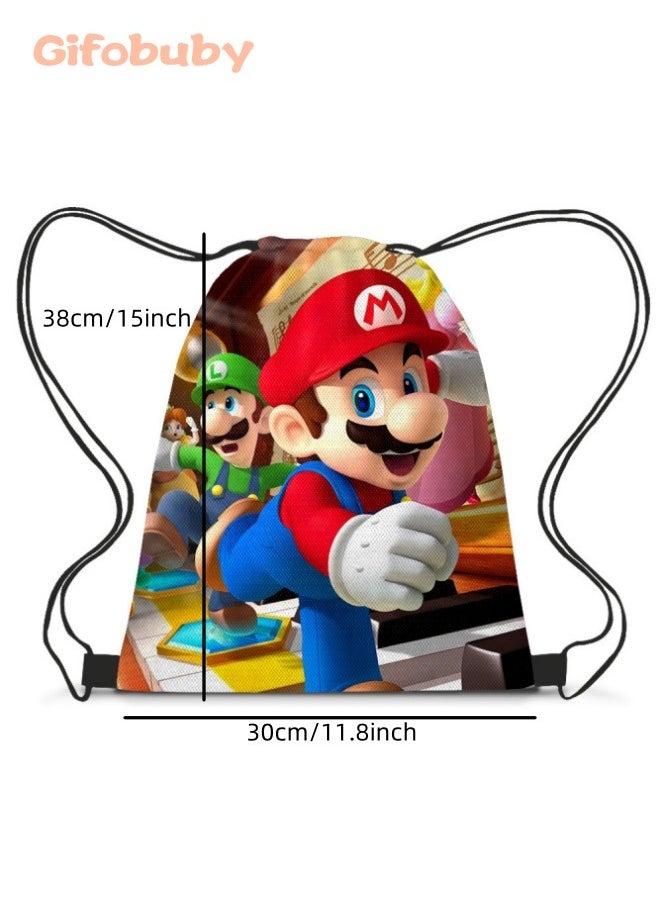 Gifobuby Mario Unisex Drawstring Bag and Kids Bathrobe Two Piece Set Theme Party Favors Birthday Party Decoration Kids Bath Wearable Towel Hooded Cape Bath Towel  - Image 4