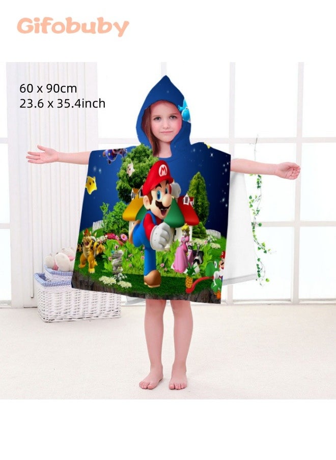 Gifobuby Mario Unisex Drawstring Bag and Kids Bathrobe Two Piece Set Theme Party Favors Birthday Party Decoration Kids Bath Wearable Towel Hooded Cape Bath Towel  - Image 5