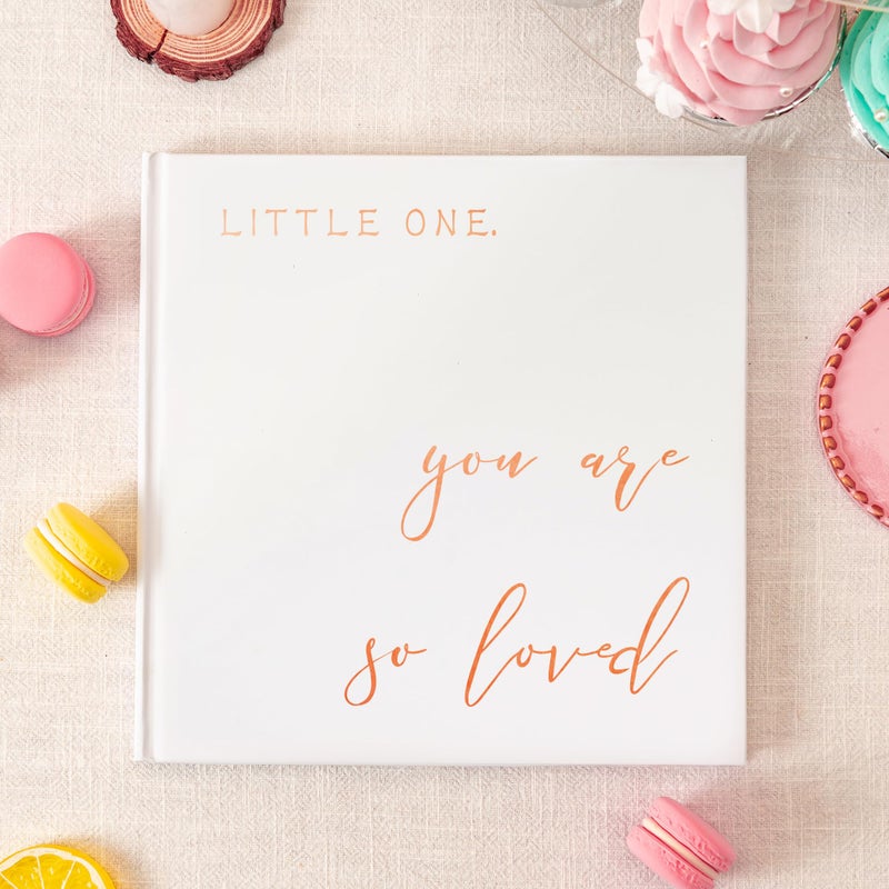 Calculs Baby Shower Party Guest Book Babies Picture Book Polaroid Scrapbook, White Cover, Rose Gold Foil Stamping, Blank White Pages - Image 3