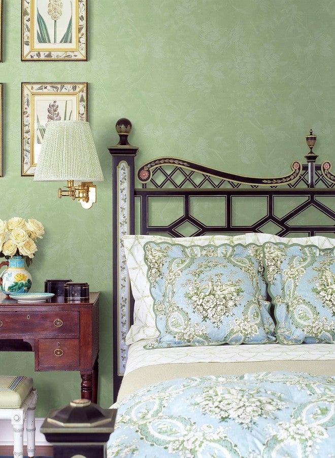 Erfoni 118"x17.7" Green Peel and Stick Wallpaper Floral Embossed Stick Peel Contact Paper Vintage Decorative Self Adhesive Wall Paper Green Flower Textured Removable Wallpaper for Accent Wall Covering - Image 2