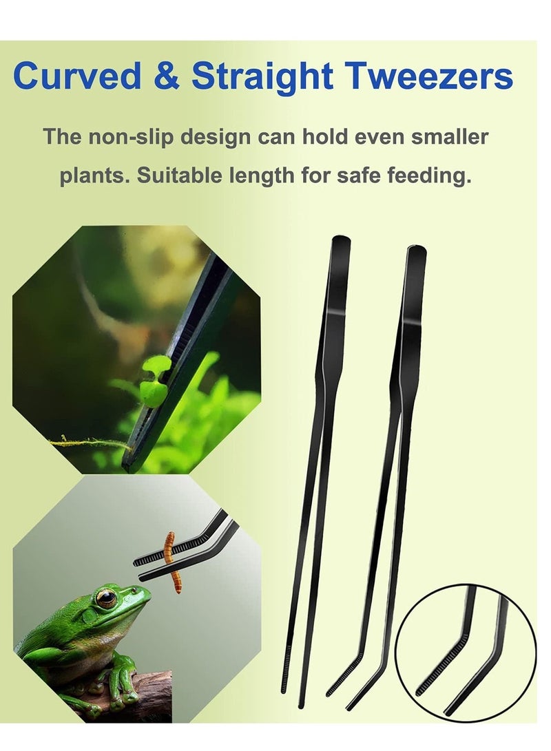 SYOSI 4Pcs Aquascaping Tools Kit, Long Stainless Steel Aquarium Plant Tools with Black Anti-rust Coating, Aquarium Tweezers, Scissors, and Scrapers for Aquascaping Cleaning（Free Magnetic Tool Holder）  - Image 4
