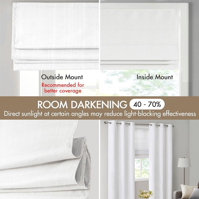 madison park Galen Cordless Roman Shades-Fabric Privacy Single Panel Darkening, Energy Efficient, Thermal Insulated Window Blind Treatment, for Bedroom, Living Room Decor, 23" x 64", White - Image 3