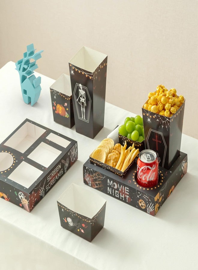 Baffect Movie Night Snack Trays 100pcs Include 20 Movie Night Trays, 20 Popcorn Boxes, 20 Salad Bowls, 20 Nacho Bowls, 20 Movie Party Invitations, Horror Movie Night Supplies for Nacho Bar - Image 1