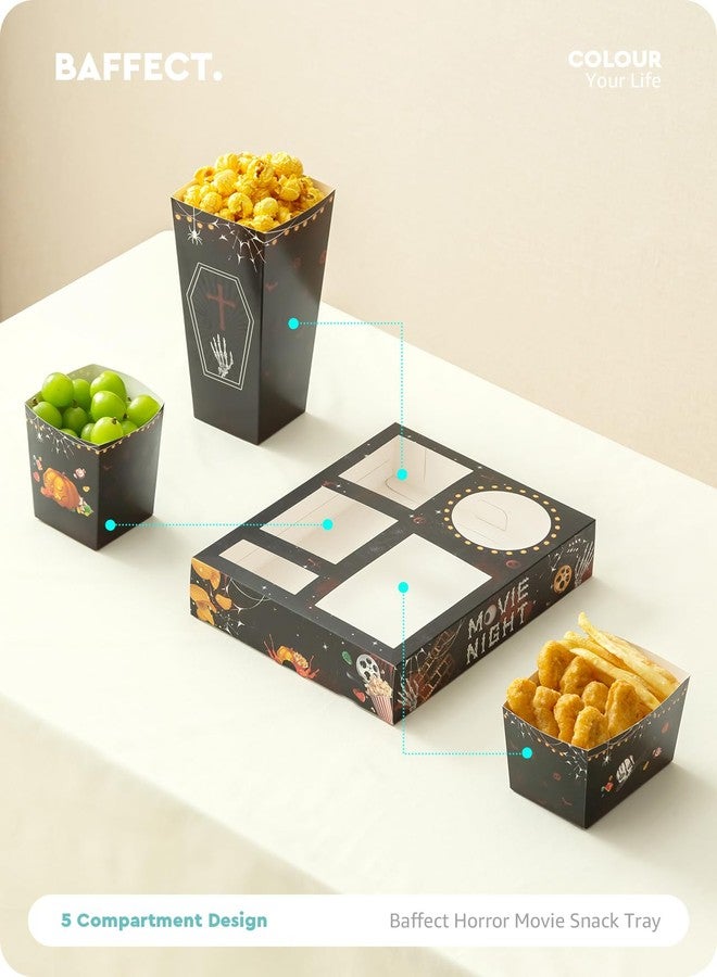 Baffect Movie Night Snack Trays 100pcs Include 20 Movie Night Trays, 20 Popcorn Boxes, 20 Salad Bowls, 20 Nacho Bowls, 20 Movie Party Invitations, Horror Movie Night Supplies for Nacho Bar - Image 3