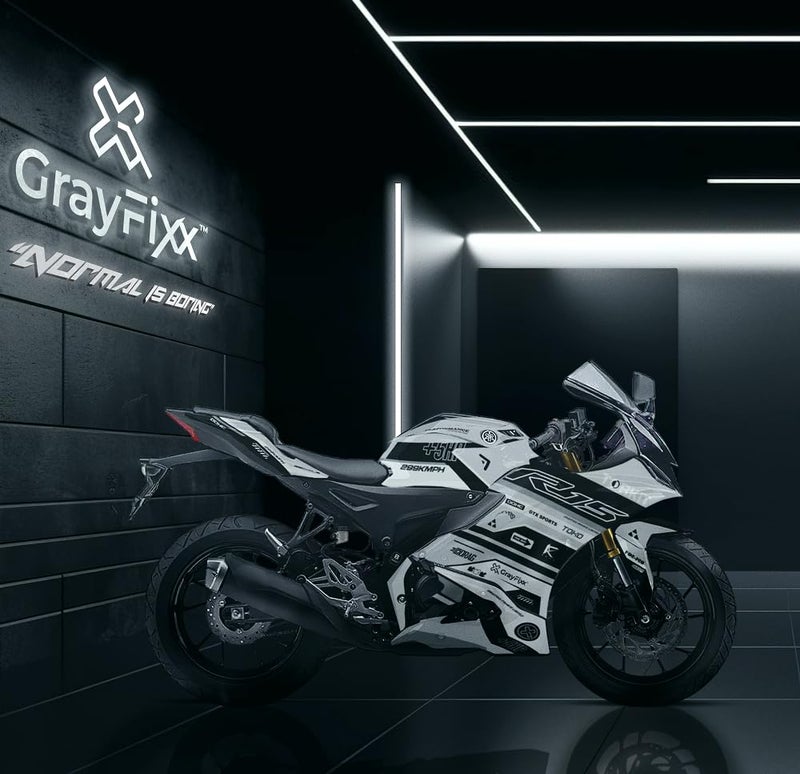 Grayfixx Silver Torkit Edition Full Body Sticker for R15M & V4 | Made in Premium Gloss Vinyl with FPF(Fade Protection Film), Water Proof, Precut Sticker, Pack of 1 Both Side with 2 Years Guarantee - Image 2