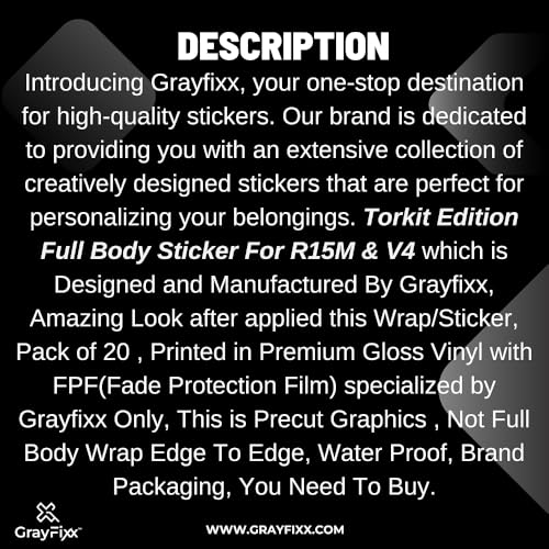 Grayfixx Silver Torkit Edition Full Body Sticker for R15M & V4 | Made in Premium Gloss Vinyl with FPF(Fade Protection Film), Water Proof, Precut Sticker, Pack of 1 Both Side with 2 Years Guarantee - Image 4