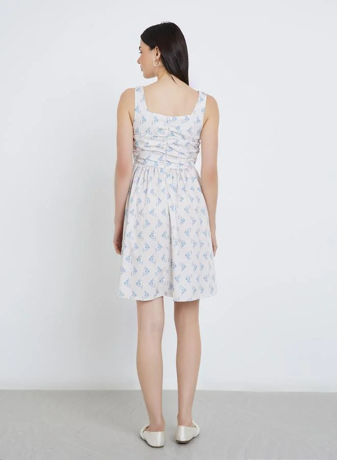 Take Two Take Two Floral Print Square Neck Strappy Mini Dress