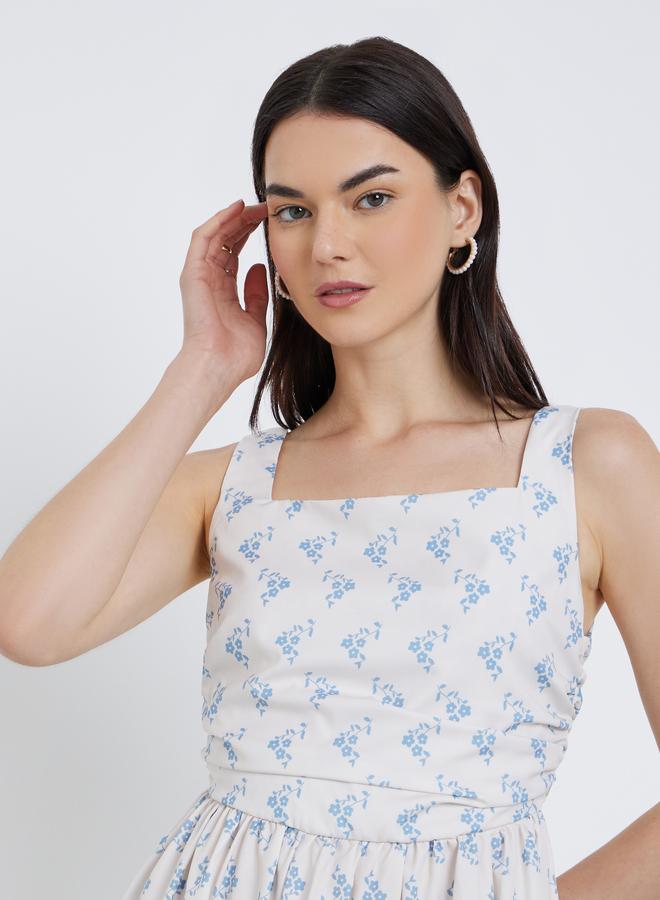 تايك تو فستان قصير بطبعة زهور بحمالات - Image 4