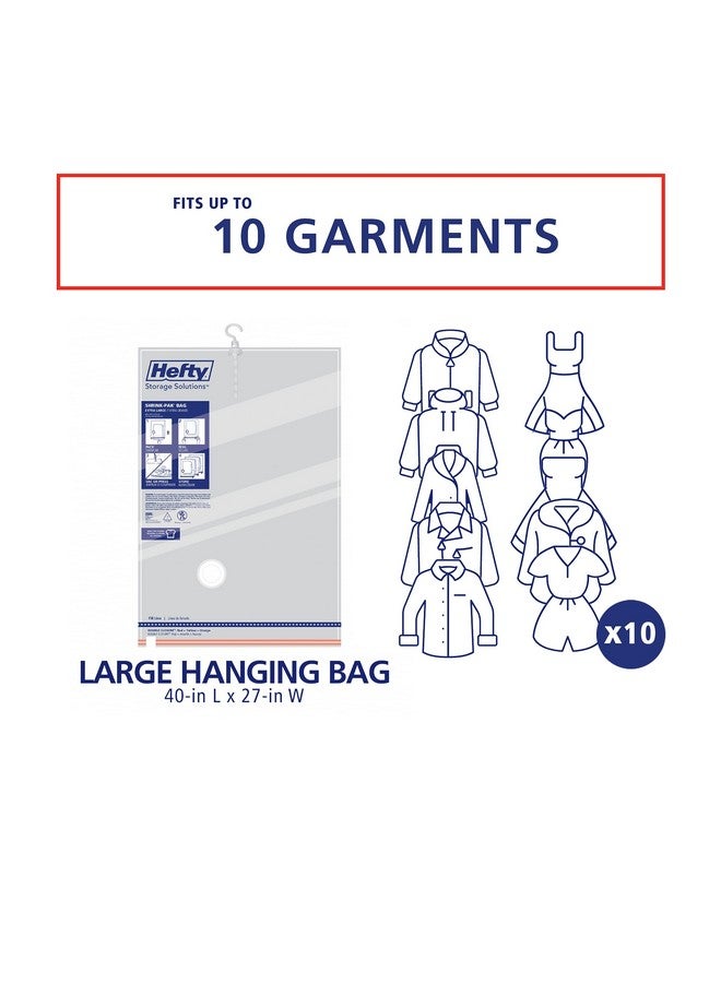 Hefty Hefty Shrink-Pak Vacuum Storage Bags - Space Saver for Under Bed Storage, Clothing and Comforters, 3X More Storage Space - 3 Large Hanging Bags - Image 5