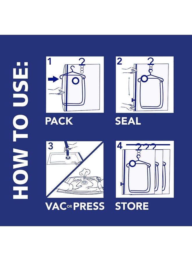 Hefty Hefty Shrink-Pak Vacuum Storage Bags - Space Saver for Under Bed Storage, Clothing and Comforters, 3X More Storage Space - 3 Large Hanging Bags - Image 4