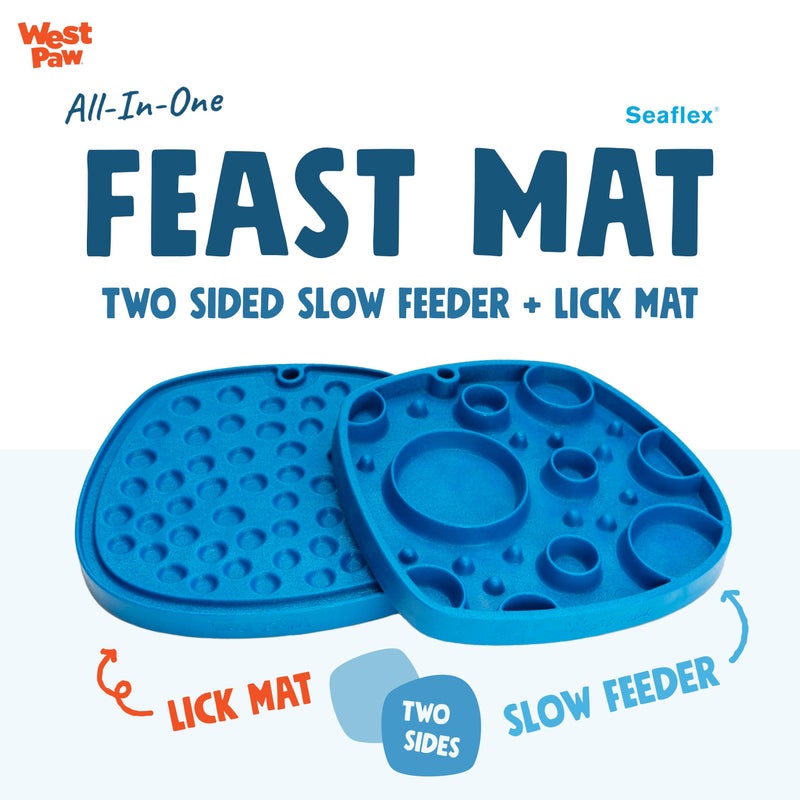 West Paw Seaflex Bubbles Feast Mat â€“ All-in-One, Slow Feeder, Lick Mat â€“ Encourages Foraging & Food Exploration - Engages Picky Eaters & Slow Feeding - Versatile â€“ Easy to Clean, Non-Toxic - Marine - Image 2