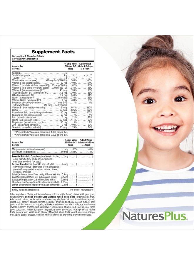 Nature's Plus NaturesPlus Animal Parade Gold Multivitamin Children's Chewables - Watermelon Flavor - 120 Animal-Shaped Tablets - Vitamin D3, K2 & Probiotics - Vegan, Gluten Free - 60 Total Servings - Image 5