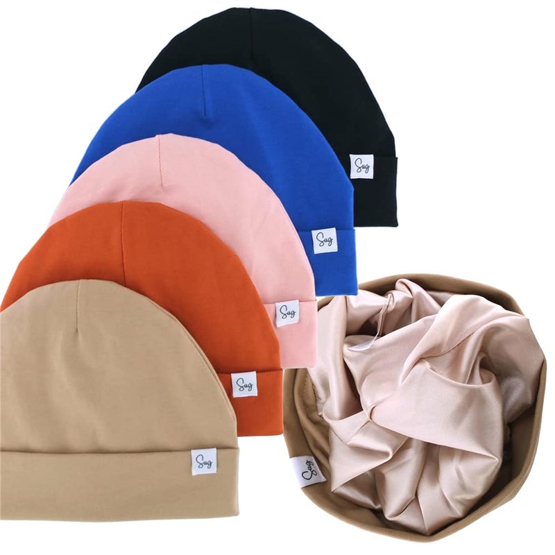 Sugarmelon Jersey Beanie Hat for Newborn Baby Boys Girls Silky Satin Lined Hats Bonnet Toddler Infant Little Kids Beanies Caps06M006 Cott Khaki