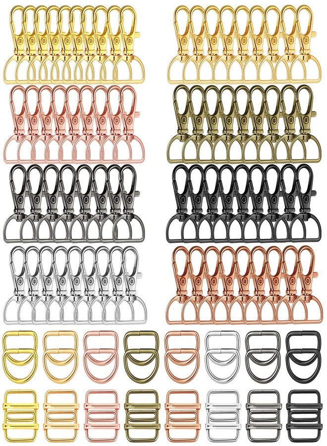 Hotop 96 Pieces Swivel Clasps with D Rings and Slide Buckles Set Lanyard Snap Hooks Keychain Clip Hooks D Keychain Rings Lobster Claw Clasps for Purse Hardware Sewing Craft Project, 8 Colors - Image 1