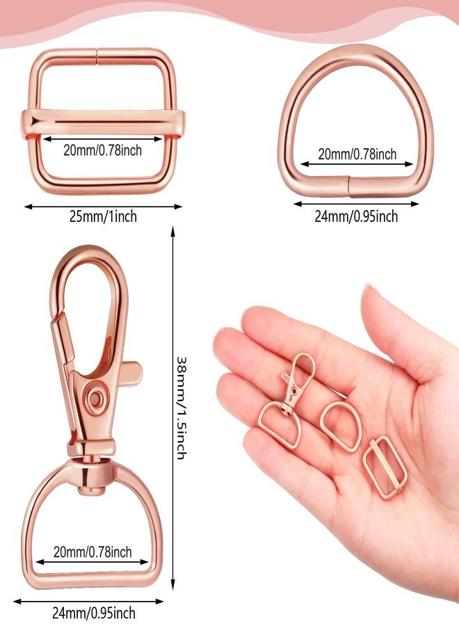 Hotop 96 Pieces Swivel Clasps with D Rings and Slide Buckles Set Lanyard Snap Hooks Keychain Clip Hooks D Keychain Rings Lobster Claw Clasps for Purse Hardware Sewing Craft Project, 8 Colors - Image 2