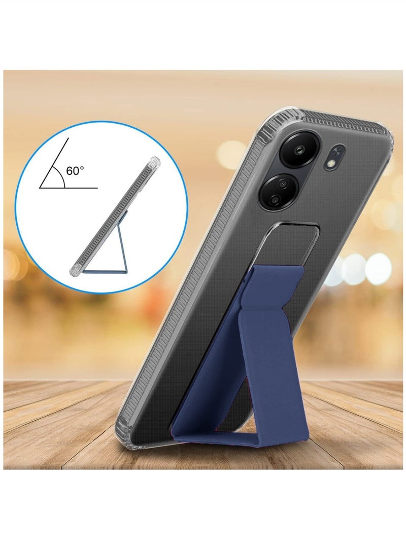 Techie Clear Shockproof Airbag Magnetic Secure Hand Grip Cover Case with Foldable Kickstand for Xiaomi Redmi 13C – Navy Blue - Image 4
