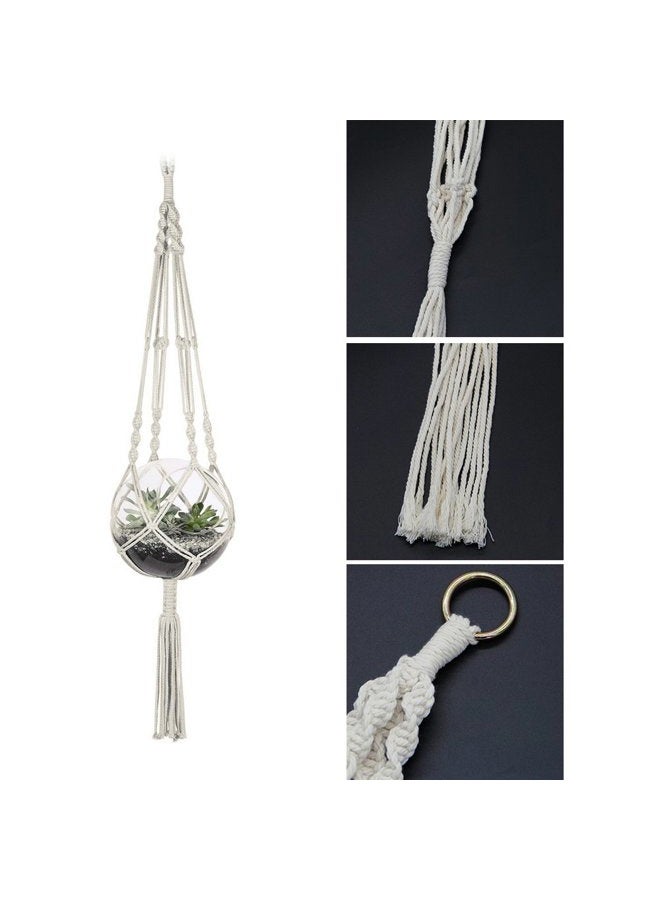 WIWAPLEX Macrame Plant Hanger, 2 Pack Plant Hanger, Cotton Rope Plant Hangers Indoor Outdoor, 4 Legs Plant Hanger Brackets, Flower Pot Hanging Plant Holder for Home Decorations (White) (40 Inch) - Image 4