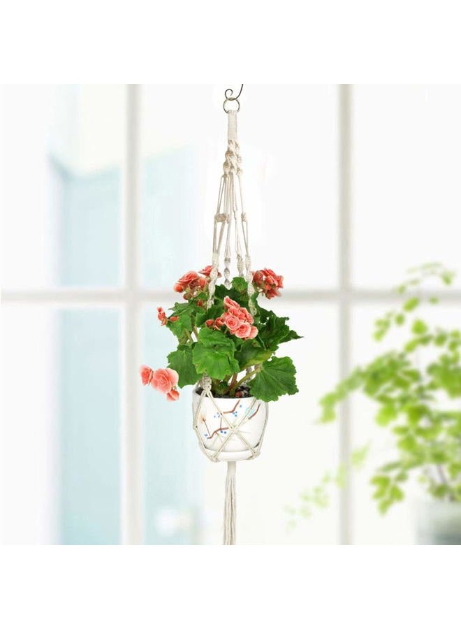 WIWAPLEX Macrame Plant Hanger, 2 Pack Plant Hanger, Cotton Rope Plant Hangers Indoor Outdoor, 4 Legs Plant Hanger Brackets, Flower Pot Hanging Plant Holder for Home Decorations (White) (40 Inch) - Image 5