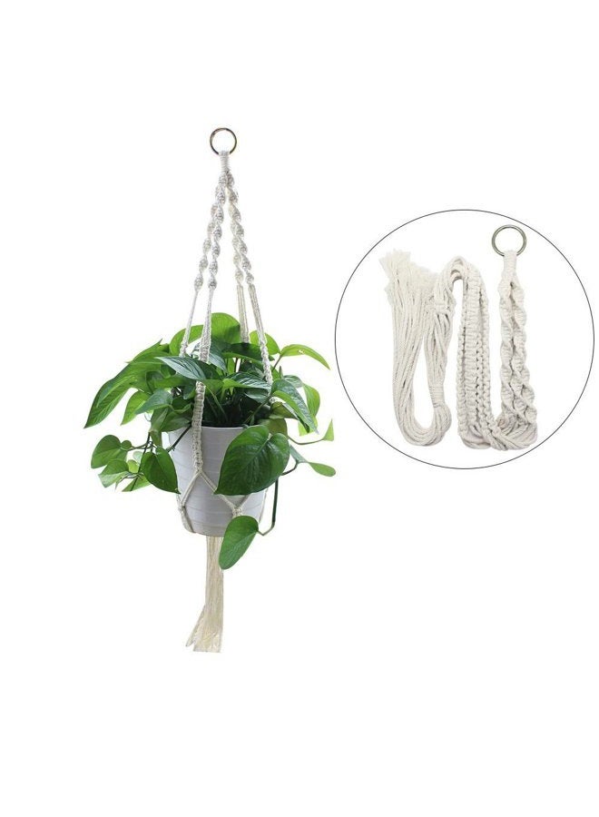 WIWAPLEX Macrame Plant Hanger, 2 Pack Plant Hanger, Cotton Rope Plant Hangers Indoor Outdoor, 4 Legs Plant Hanger Brackets, Flower Pot Hanging Plant Holder for Home Decorations (White) (40 Inch) - Image 2
