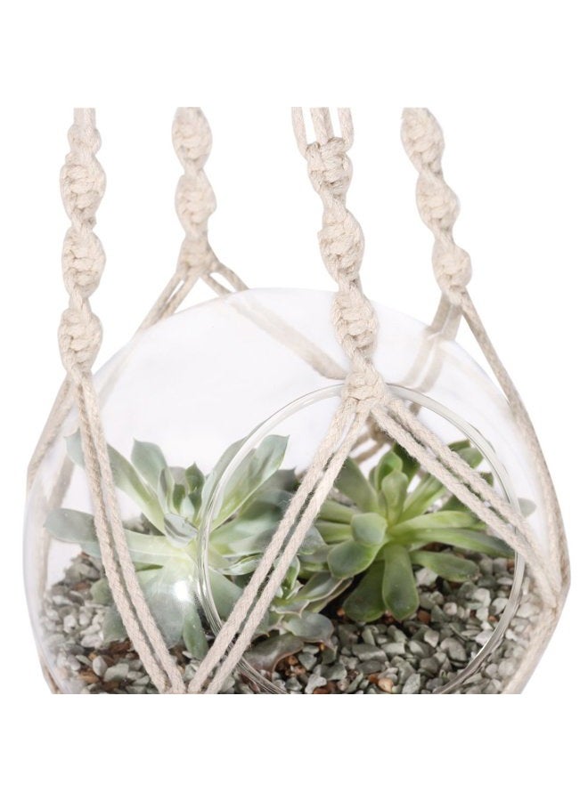 WIWAPLEX Macrame Plant Hanger, 2 Pack Plant Hanger, Cotton Rope Plant Hangers Indoor Outdoor, 4 Legs Plant Hanger Brackets, Flower Pot Hanging Plant Holder for Home Decorations (White) (40 Inch) - Image 3
