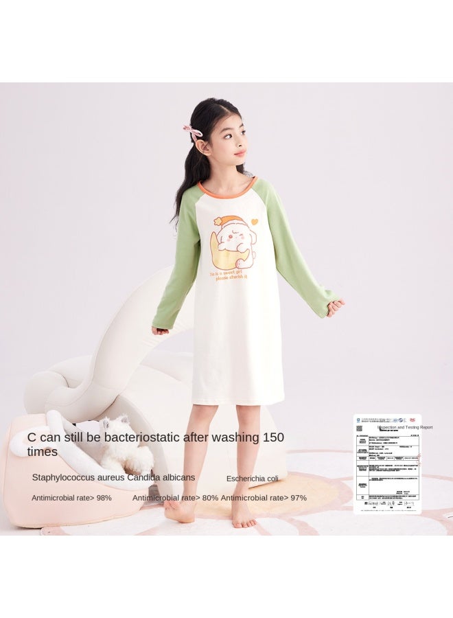 DEESHA S High Count & High Density】girls' 5a Antibacterial Lightweight Sleep Dress, Autumn Cotton Long-sleeve Home Dress - Image 5