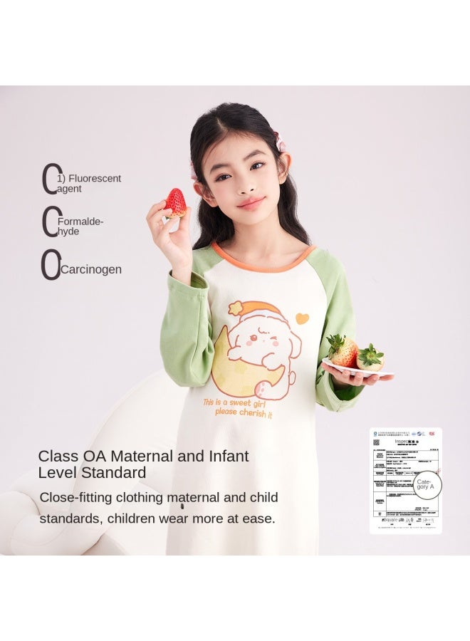 DEESHA S High Count & High Density】girls' 5a Antibacterial Lightweight Sleep Dress, Autumn Cotton Long-sleeve Home Dress - Image 4