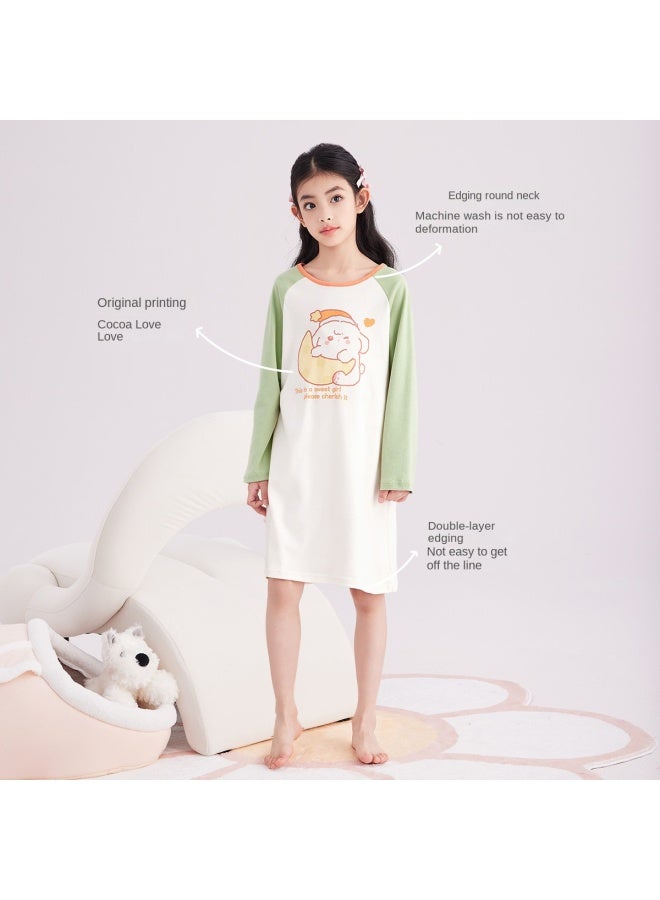 DEESHA S High Count & High Density】girls' 5a Antibacterial Lightweight Sleep Dress, Autumn Cotton Long-sleeve Home Dress - Image 3