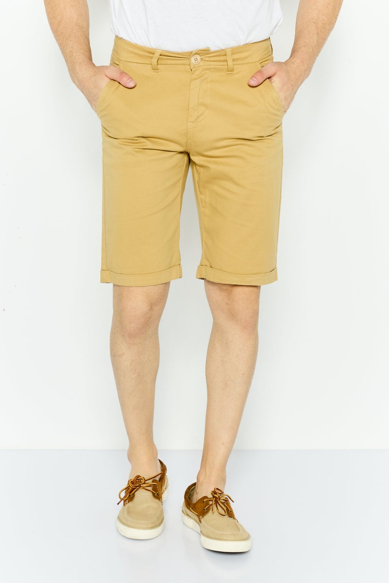 GAS Men Plain Chino Shorts, Tan - Image 1