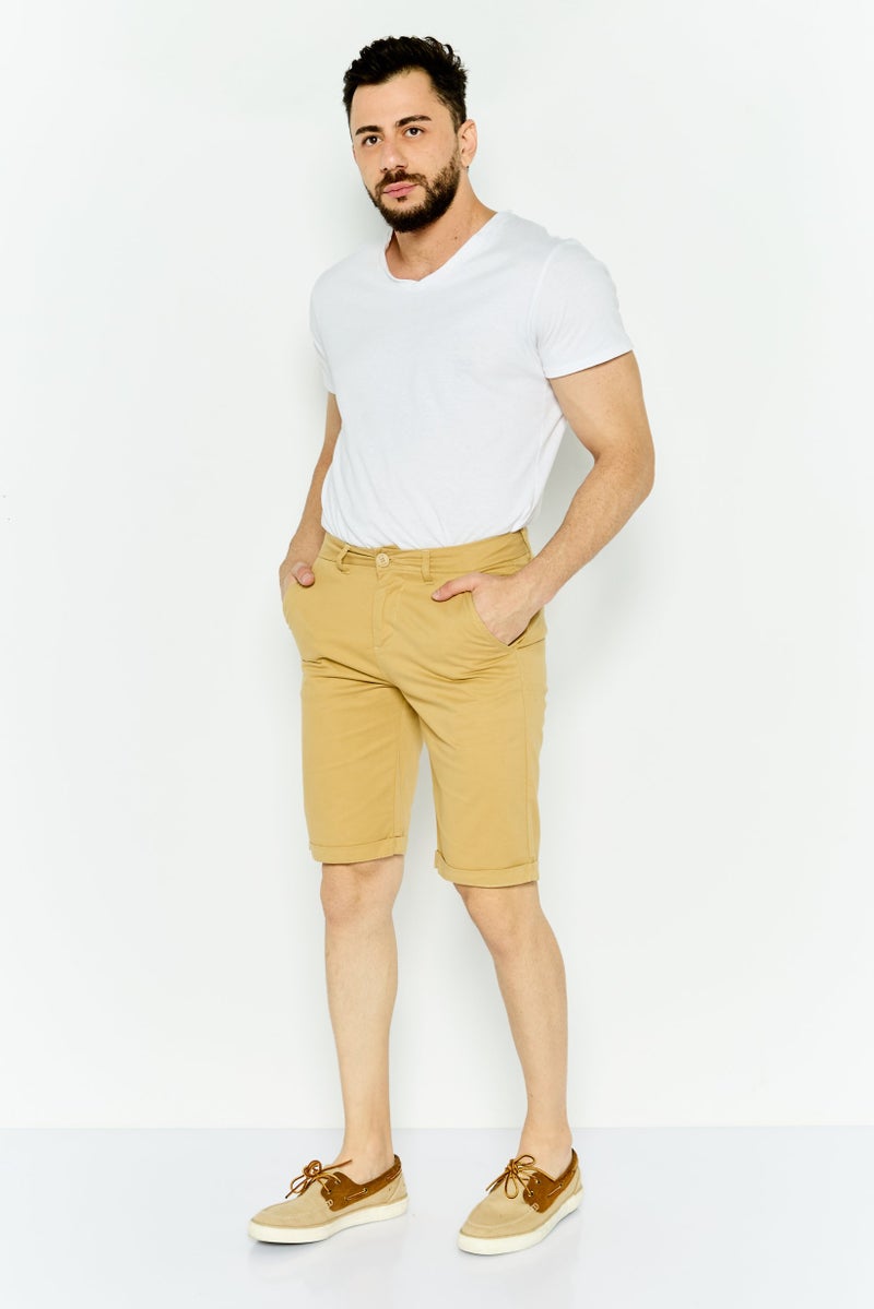 GAS Men Plain Chino Shorts, Tan - Image 2
