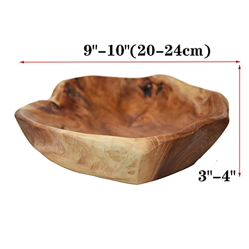 JFFLYIT Creative Wood Bowl Root Carved Bowl Handmade Natural Real Wood Candy Serving Bowl (9"-10") - Image 3