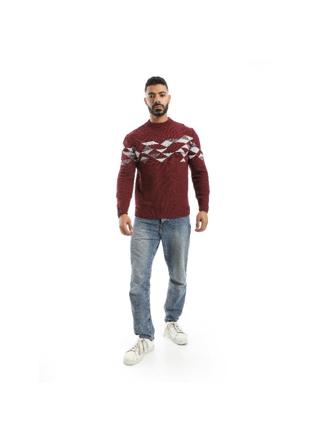 سيزار بلوفر صوف رجالي بنقش مثلثات علي الصدر - Image 4