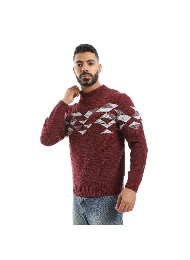 سيزار بلوفر صوف رجالي بنقش مثلثات علي الصدر - Image 2