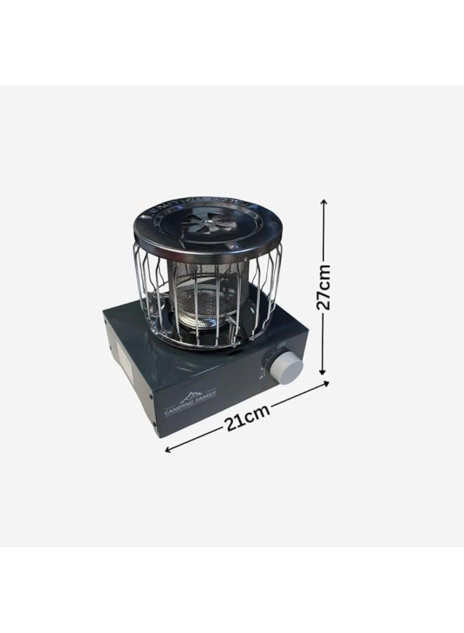 إيروريكس موقد غاز محمول 2 في 1 للاستخدام الخارجي بقوة 3000 واط مع إشعال يدوي وشعلة واحدة وسخان للتخييم في الهواء الطلق، طراز Cm 36407، لون أسود، موقد غاز للتخييم - Image 2