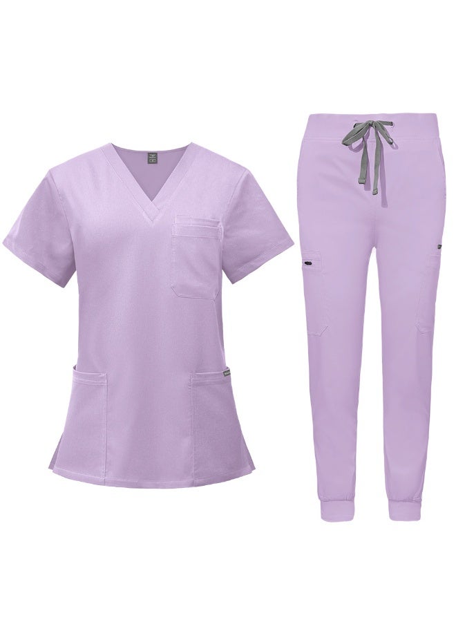 NIBEMINENT Beauty Spa Salon Clothes Doctor Nursing Uniforms Medical Scrubs Set V-neck Tops Pants Clinical Nurse Surgery Uniform - Image 1