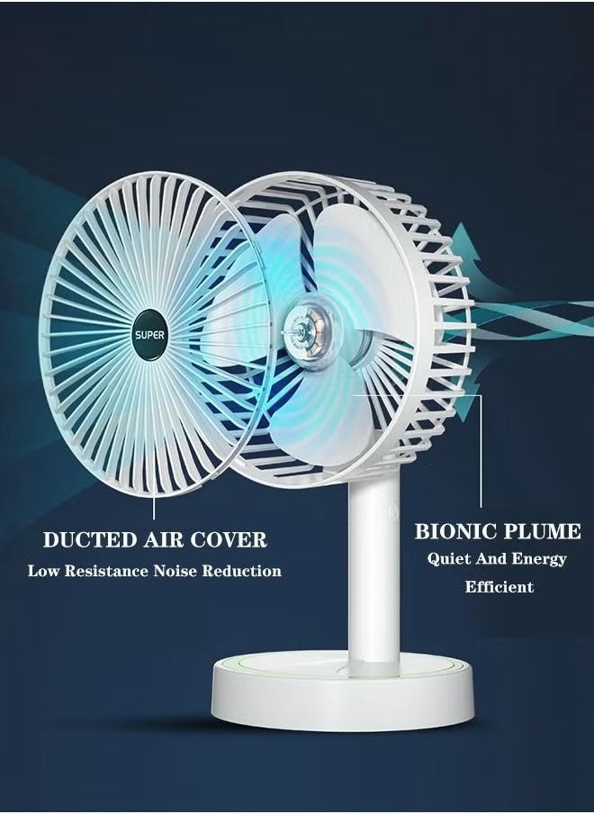 Generic - Portable Fan for Travel, USB Rechargeable Small Fan with 3 Wind Speeds, Air Circulator and Foldable Silent Personal Fan for Bedroom Bedside Desktop Camp Tent - Image 1