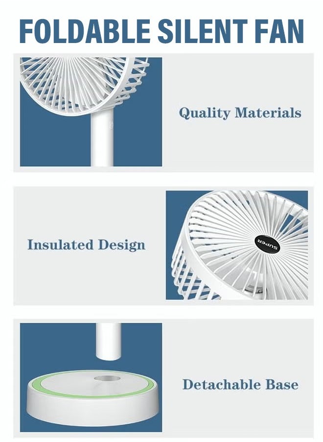 Generic - Portable Fan for Travel, USB Rechargeable Small Fan with 3 Wind Speeds, Air Circulator and Foldable Silent Personal Fan for Bedroom Bedside Desktop Camp Tent - Image 1