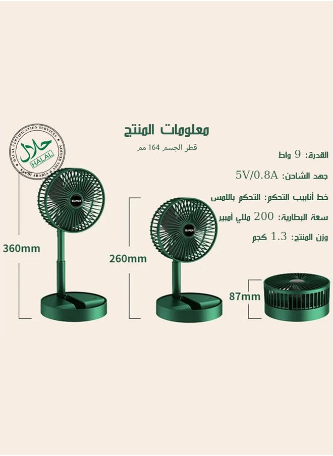 Generic - Portable Fan for Travel, USB Rechargeable Small Fan with 3 Wind Speeds, Air Circulator and Foldable Silent Personal Fan for Bedroom Bedside Desktop Camp Tent - Image 1