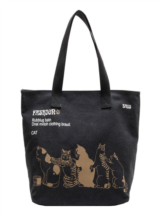 Tote bag canvas large capacity shoulder crossbody fashion handbag - Image 1