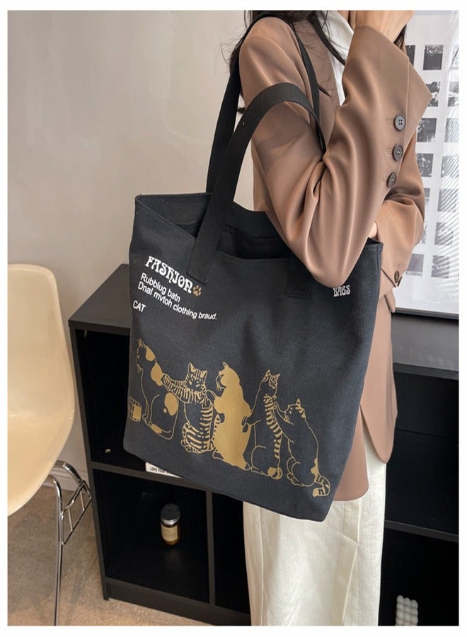 Tote bag canvas large capacity shoulder crossbody fashion handbag - Image 2