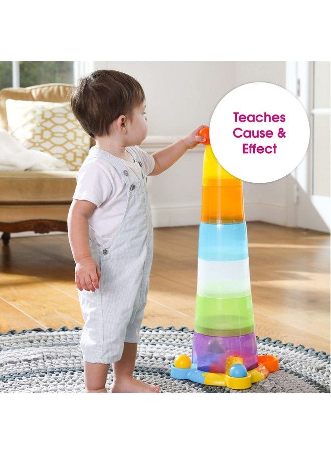 Edushape - Baby Stacking Toys 14 Pc Set Stack & Drop Tower Toddler Stacking Toy For Stem Educational Learning Colorful Baby Stacking Cups & Balls For Cause&Effect Play By Babies Toddlers Kids - Image 1