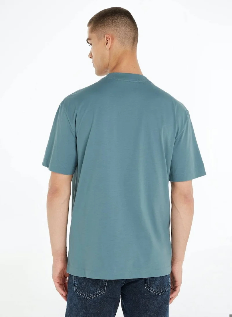 CALVIN KLEIN Men's Cotton Illusion Logo T-Shirt,  Blue