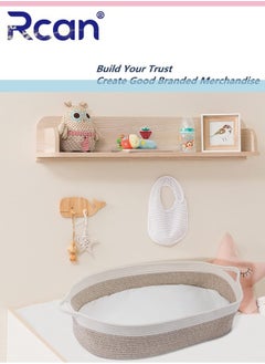 Rcan Baby Changing Basket Cotton Rope Baby Bassinet Changing Table Boho Nursery Decor Moses Basket Baby Basket with Thick Cotton Foam Pad for Unisex Baby  - Image 4