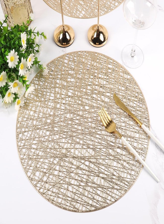 Mabbcoo Placemats Set of 6, Round Placemats Gold 15 Inch Washable Vinyl Place Mats Dining Table Mats for Wedding Party Kitchen Decorations - Image 4